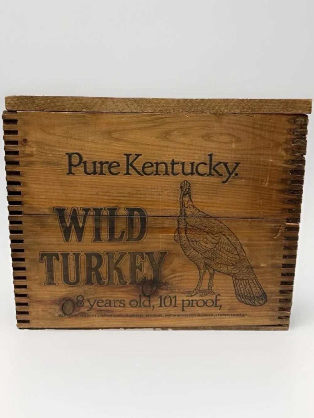 🦃🥃 Vintage Wild Turkey Bourbon Wooden Crate Display Box 8 Year 101 Proof Rare